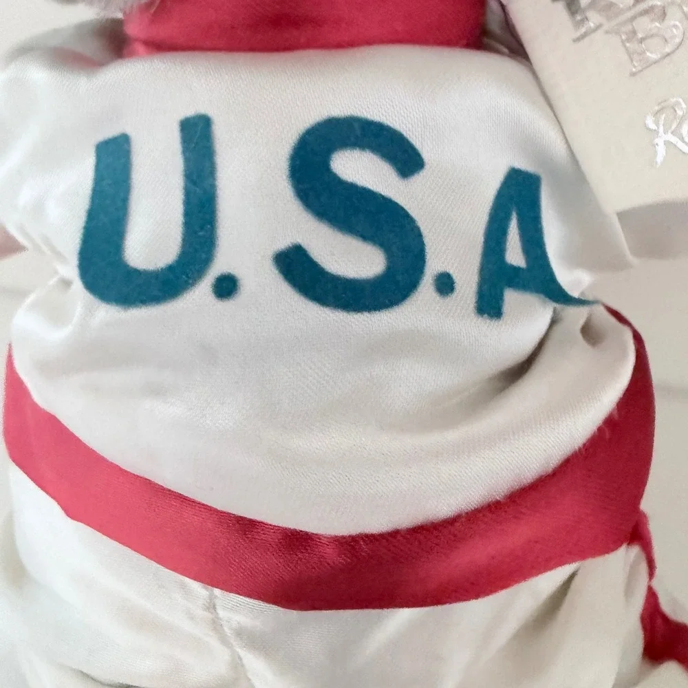 Robert Raikes Bears USA Olympic Wood Face Plush Nursery‎ Miniatures Grey 7in